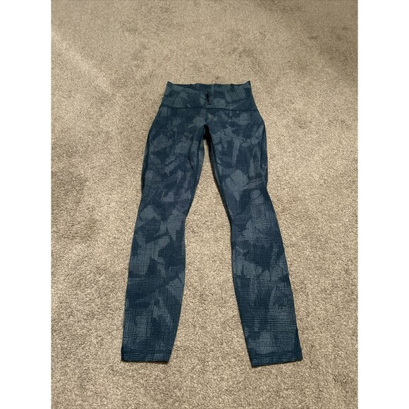 Lululemon Speed Up Tight Leggings in Illusion Tidal Teal Bermuda Teal‎ Size 4 - Picture 1 of 7